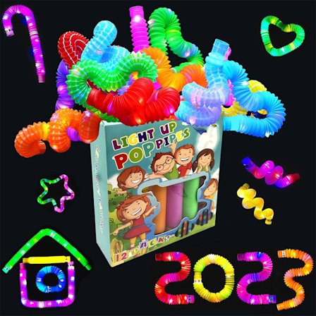 12 stk. Bursdagsfestutstyr for barn, LED Pop-Up-lys, Fidget-leker, Glow Sticks, Festdekorasjonssett, Glow Stick Sensoriske Leker, Nyttårsgaver