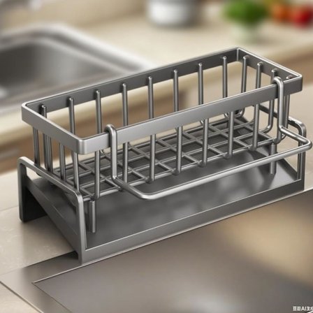 Vægmonteret køkkenopbevaringsreol med indbygget hylde over vasken til opbevaring af krydderier, grå.