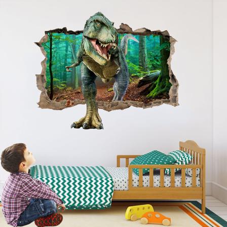 Dinosaurusseinän tarrat rikki 3D koristeelliset seinätarrat irrotettavat