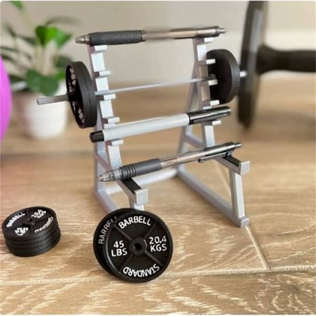 Squat Rack Pen Holder, Sjov Barbell Rack Pen Holder, Mini Squat Rack