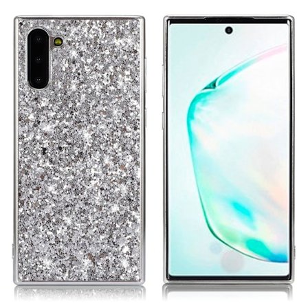 Glitter Samsung Galaxy Note 10 cover - Sølv