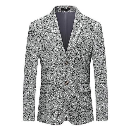Herre Paljetter Casual Blazer Metallisk Dress Prom Skinnende Fest Bryllupsjakke Smoking