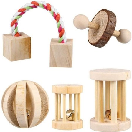 POPETPOP treleker, naturlig tannpleieball, molarøvelse for kaniner, rotter, marsvin og andre små dyr