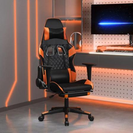 vidaXL Gamingstol med fotstöd svart och orange konstläder Svart
