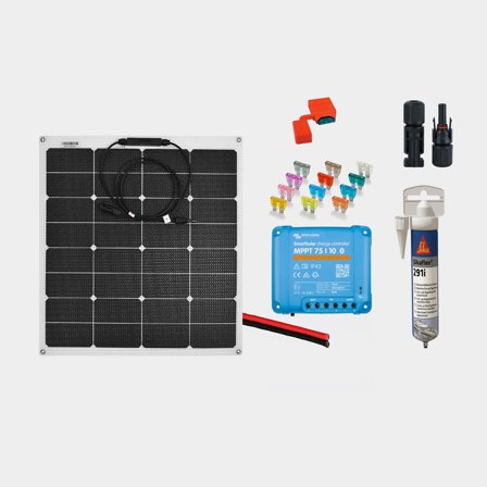 Solární sada pro pevnou instalaci Juni Solar Junction Box, 40 W, monokrystalický, flexibilní, 12 V, 570 x 410 x 3 mm, s MPPT regulátorem (10 amp) + 