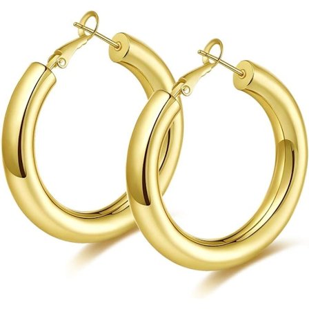 Øredobber for kvinner Howllow Chunky Hoop Øredobber 14K Gullbelagt Gull Hoops for kvinner