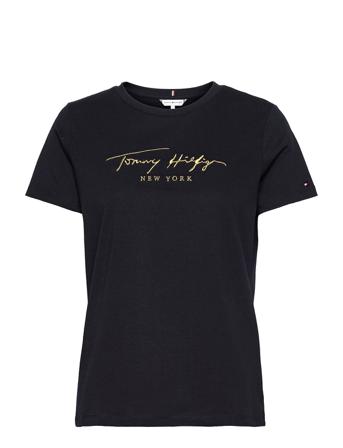 Reg Lurex Emb C-Nk Tee Ss Blue Tommy Hilfiger