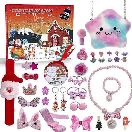 Julekalender 2024 - 24 Dages Nedtælling Piger Børn Julegave Blind Box - Hårtilbehør Armbånd Halskæde Smykker
