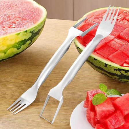 Vesimeloniviipalehaarukka 2 in 1 2 kpl Vesimeloniviipale Leikkurihaarukka