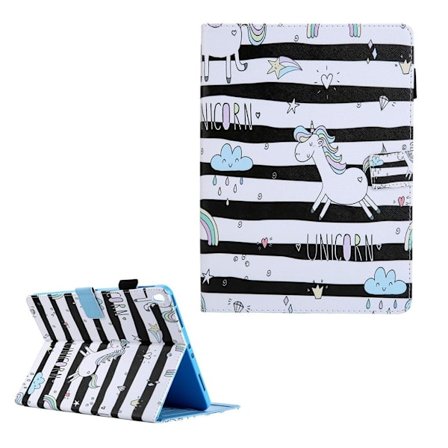 iPad Air (2019) mønster lædercover - enhjørning og striber