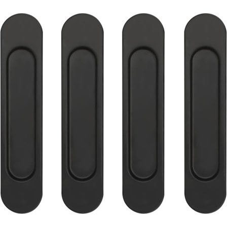 Sett med 4 svarte ovale selvklebende skyvedørhåndtak for innendørs bruk - Ingen boring nødvendig, møbler i aluminiumslegering
