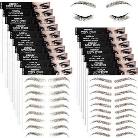 9 ark 4D hårlignende autentiske øjenbryn vandtætte øjenbryns tatovering klistermærker øjenbrynsoverføringsklistermærker øjenbrynsplejeformning St