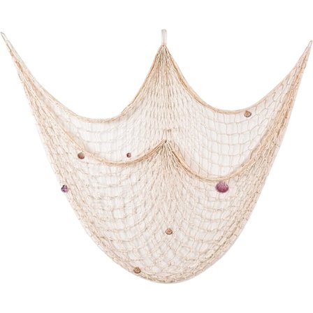 200 x 150cm Beige Dekorativt Fiskenet, Havfiskenet med Mig