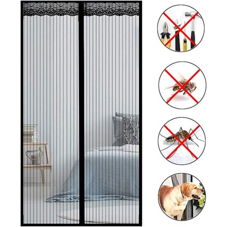 Magnetisk Fluenet Dør, 100x270cm Magisk Skærm Anti Myg Insekter med Fiberglas til at Holde Insekter Flyve Ud, Sort