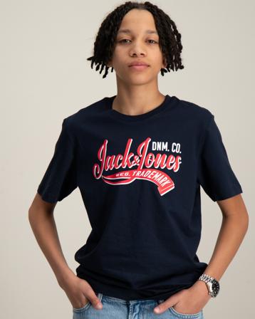 Jack & Jones JJELOGO TEE SS NECK 2 COL Blau T-Shirts Jungen - Kidsbrandstore