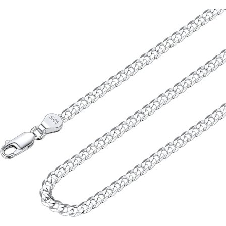 Massiv 925 Sterling Silver 3mm 5mm Platt Curb Cuban Link Kette/Figaro Kette Halskette, Hip Hop Schmuck 14"/18"/20"/22"/24"/26"/28"
