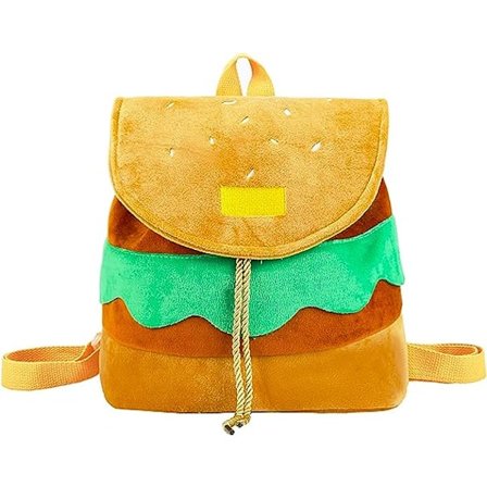 12.2” Burger Pludset Rygsæk Snørepose Sjov Y2k Sød Hamburger Taske Kawaii Lille Taske Skole Rygsæk til Kvinder Voksne Piger Drenge Børn Spædbarn