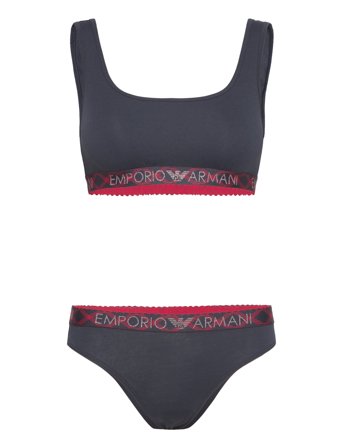 Emporio Armani | Ladies Knitted Bralette Bra & Brazilian Brief | XS