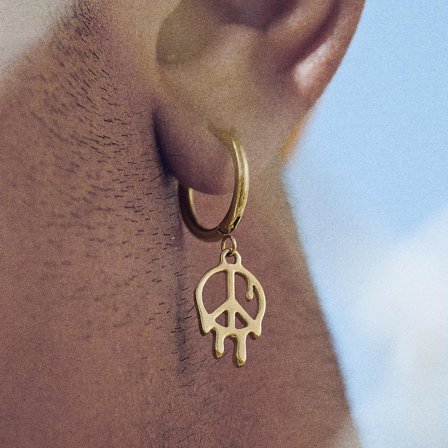 Fahrenheit | Smeltende Gullfarget Fredstegn Ørering for menn