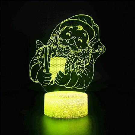 3D Julenissen nattlys LED-lampe illusjon 16 fargeendrende bordskinn dekorative lamper bursdagsgave akrylbase USB-kabel leketøy
