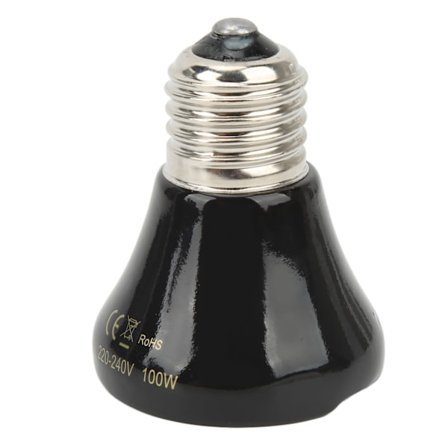 Keramisk Reptil Varmelampe Pære Mini Infrarød Varme Keramisk Padde Varmelampe til Firben Reptiler 220V‐240V 100W Sort