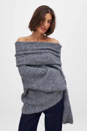 The Hanna Schönberg Edit Pull oversize en maille à épaules dénudées - Pulls Oversize - Gris - XL (EU 46)