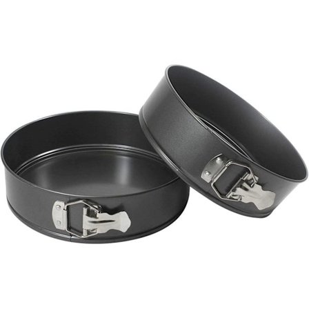 Set med 2 runda kakformar 9 TUM Non Stick Spring Form Löstagbar botten Bakform Bricka