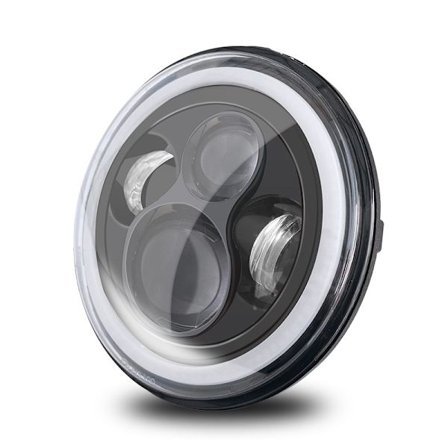 7" Full Circle med bländare Bi-color Angel Eyes 50w LED-strålkastare