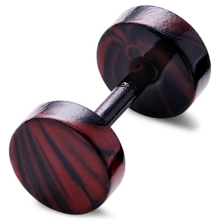 Satago | 6 mm Black & Red Stainless Steel Faux Plug Stud Earring for Men - Stud earrings
