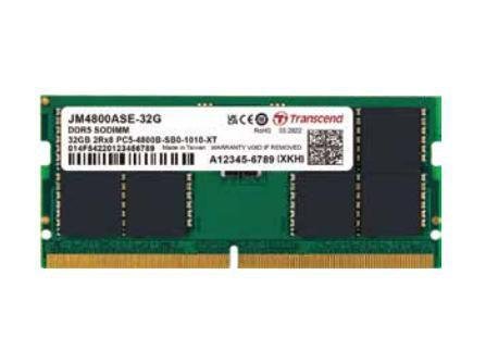 Transcend JetRAM - DDR5 - modul - 32 GB - SO DIMM 262-pin - 4800 MHz / PC5-38400 - ikke-bufret