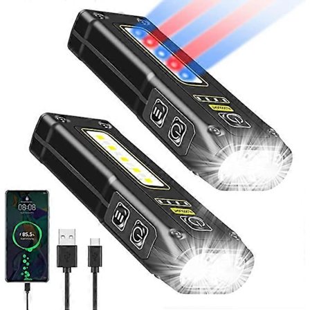2 kpl Mini taskulamppu LED Ladattava USB Monitoiminen Hätätaskulamppu