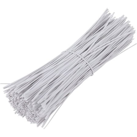 1000 kpl kaapelirautalankaa muovipinnoitteella, 15 cm (valkoinen)
