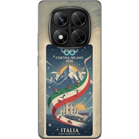 Kompatibelt Mobildeksel til Xiaomi Redmi Note 14 Pro Skiskytterillustrasjon med skiløper som sikter med gevær på en snødekt løype, teksten Milano Cort