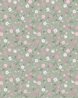 Gardintyg metervara Lotta småblommig 140cm Grön
