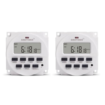 2X Sinotimer 15.98 Tommer LCD Digital Timer 12v Dc 7 Dage Programmerbar Tidskontakt tm618n-4