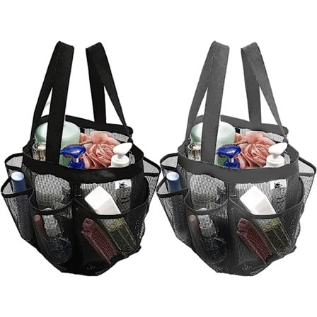 2-pakning hurtig tørkende dusjnett, 8 lommer badeorganisator med 2