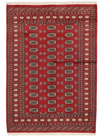 Pakistan Bokhara 2Ply Teppe Håndknyttet 141X199 Mørk Rød/Svart