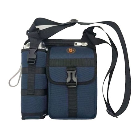 Rygsæk med vandflaskeholder, Crossbody taske, Til rejser, Fitnesscenter(Mørkeblå)