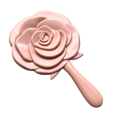 Vintage Rose Carving Handheld Makeup Mirror Pink Tiny Mirror with