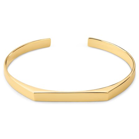 Bracelet manchette angulaire réglable en argent sterling plaqué or poli de 5 mm pour hommes - Bracelets manchette