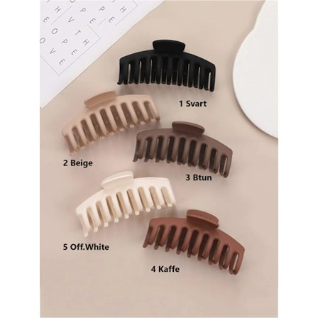 1 st. Extra Stor Vit matt Hårklämma 11x5 cm. nr 4 11x5 cm. nr 4