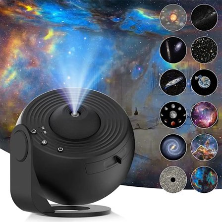 Planetarium stjernehimmelprojektorer, 12 planetskiver, galakseprojektorlampe stjernehimmel for soverom, LED stjernehimmelprojektor for barn, nattlys
