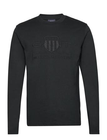Reg Tonal Shield Ls T-Shirt Black GANT