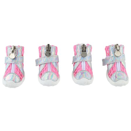 4 st Hundskor Sommar Stilrena Lätta Ventilerande Mesh Halksäker Sula Valp Tass Skydd för Varmt Underlag Rosa