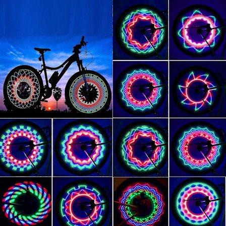 Cykelhjulsljus, Vattentätt Cykel Ekrad Däckljus Med 30 Eller Så Mönster För Mountainbike