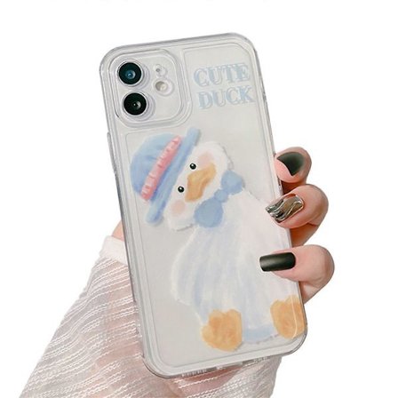 Cute Cartoon Duck iPhone 12 Case - Blue Lovely Anti-fall Soft Phone Cover