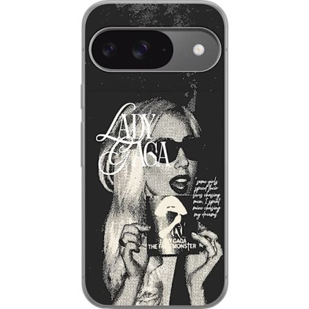 Yhteensopiva Puhelinkuori Google Pixel 9 Pro Lady Gaga mustavalkoinen retrojuliste aurinkolaseilla ja pop-taide-estetiikalla