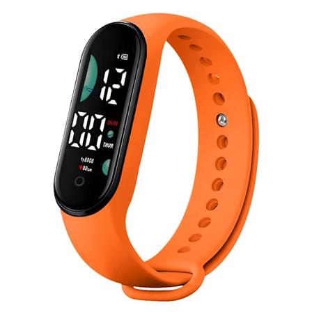 Klokker Elektronisk LED Digital Armbåndsur for Kvinner Mote Casual Enkel Silikon Berøring Vanntett Armbåndsklokke 07 Orange