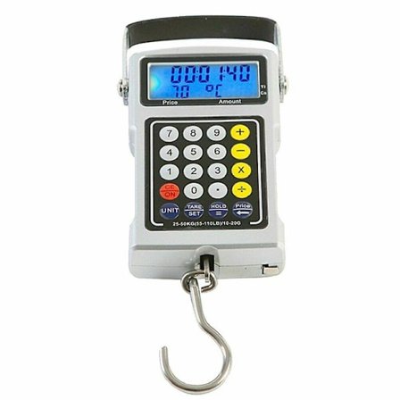 Fiskvåg, bakgrundsbelyst LCD-display 110 lbs fiskevågar med måttband, elektroniska vågar digital fiskekroksvåg