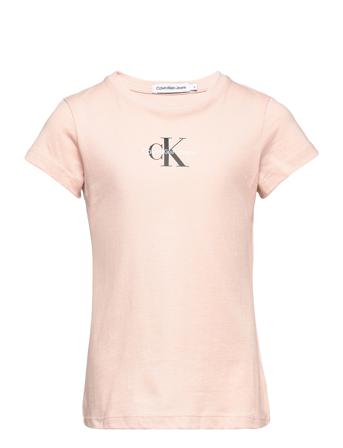 Micro Monogram Top T-shirts Short-sleeved Rosa Calvin Klein